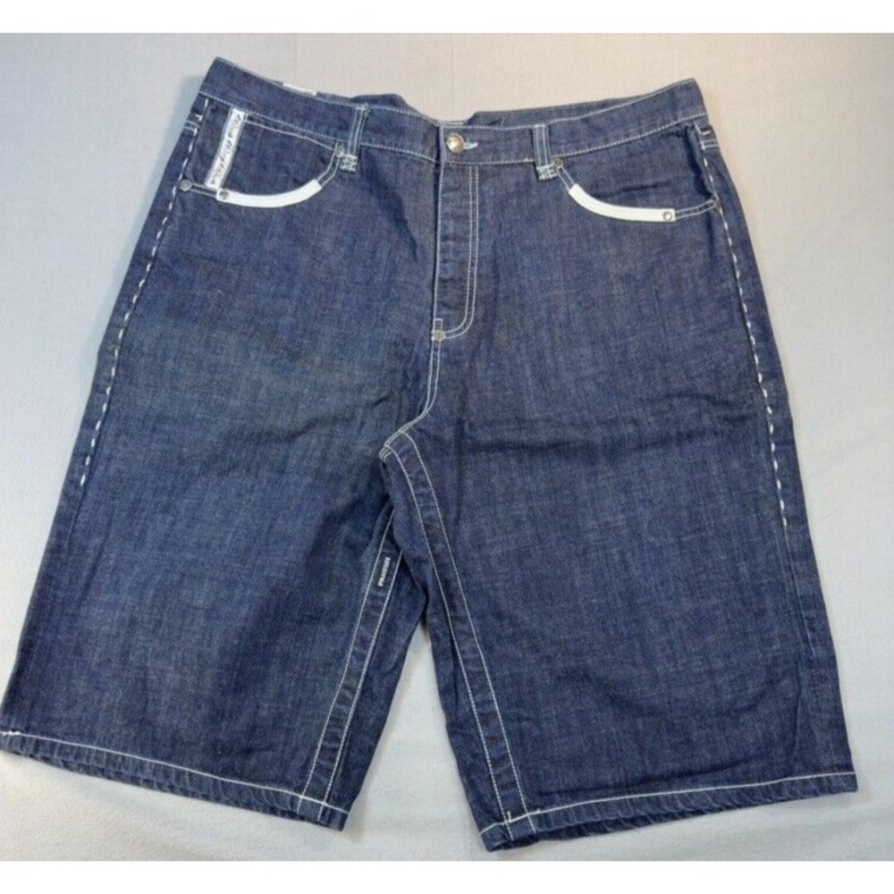 Parish Y2K Denim Shorts Men's Size 42 Blue Jorts Baggy Streetwear Flap Pocket